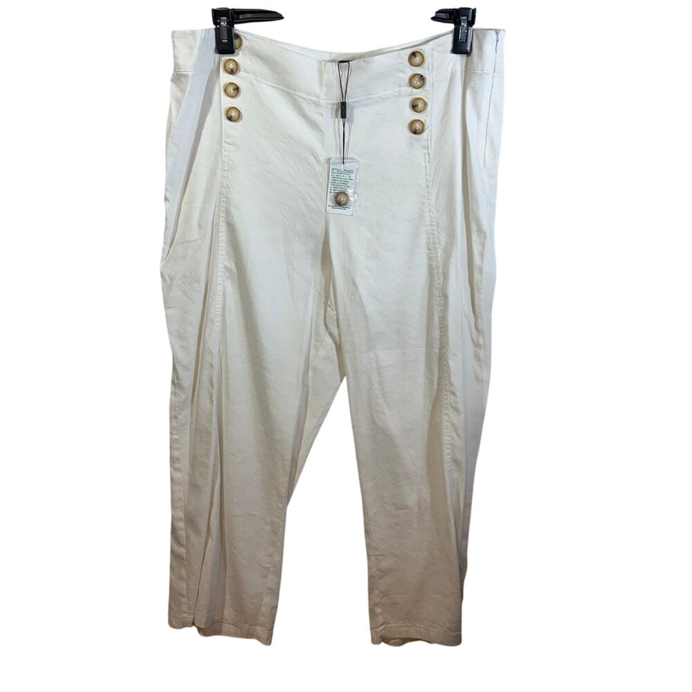 NWT For Cynthia Linen Blend White Crop Pants Wide Leg Summer Vacation Beach